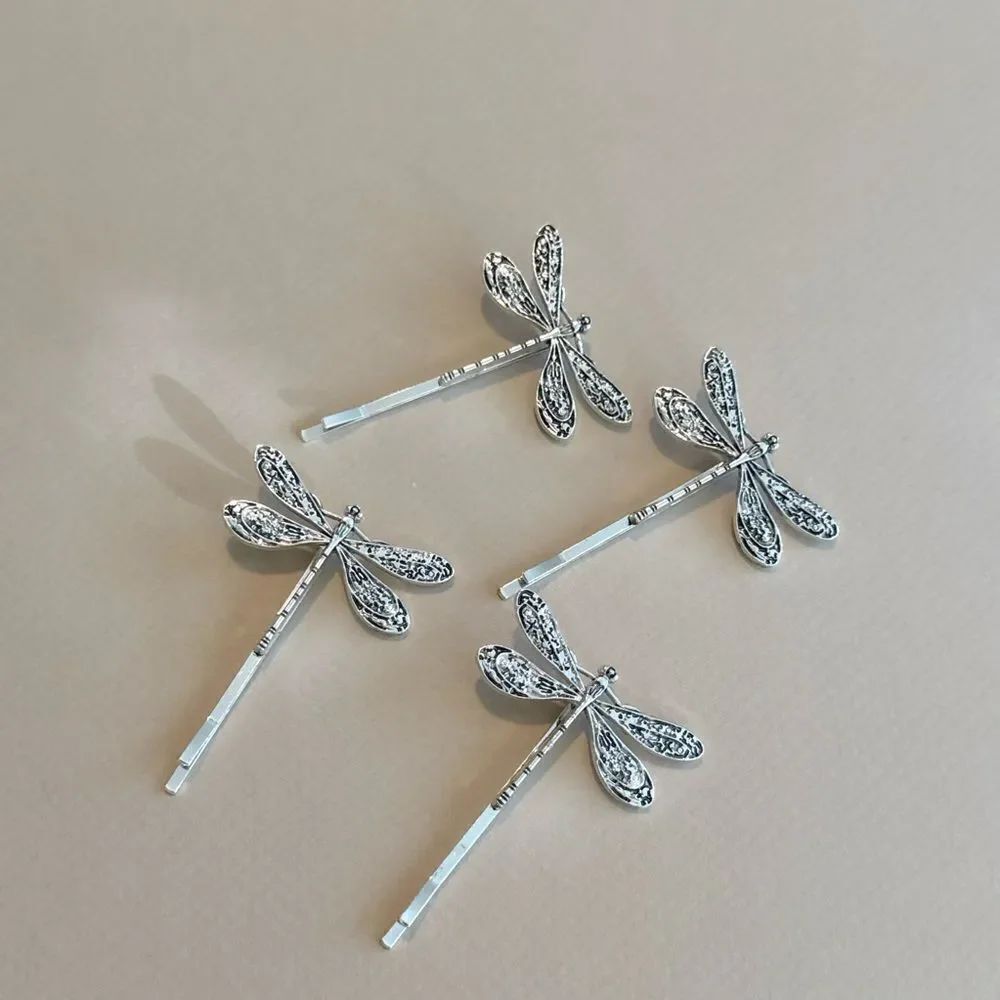 Silver Dragonfly Hair Clips M1233